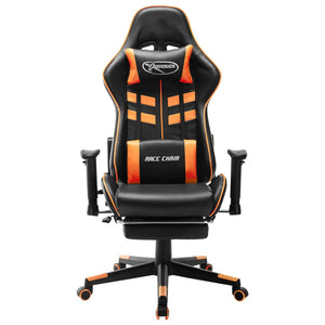 Sedia da Gaming con Poggiapiedi Nera e Arancione in Similpelle cod 11545