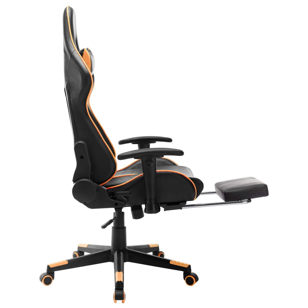 Sedia da Gaming con Poggiapiedi Nera e Arancione in Similpelle cod mxl 62138