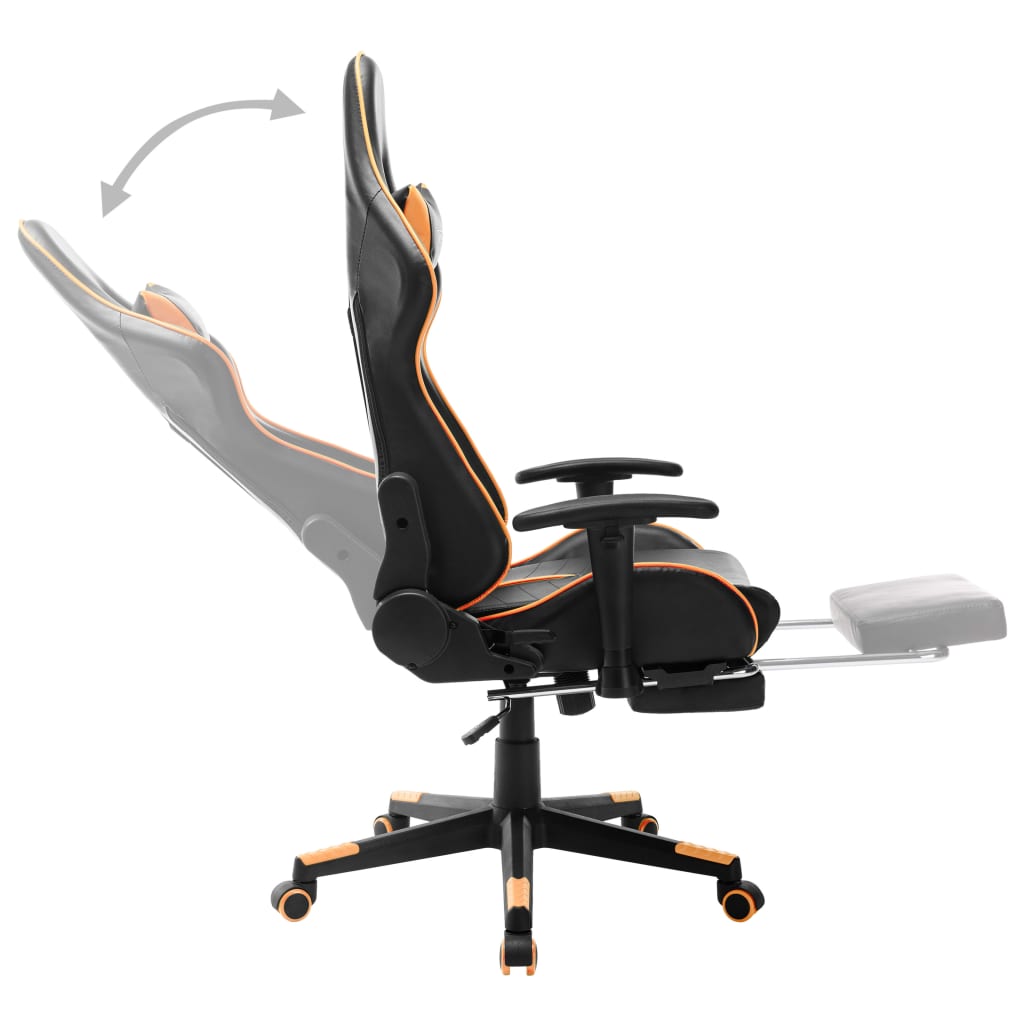 Sedia da Gaming con Poggiapiedi Nera e Arancione in Similpelle cod mxl 62138