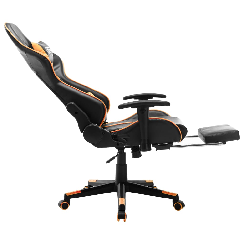 Sedia da Gaming con Poggiapiedi Nera e Arancione in Similpelle cod 11545