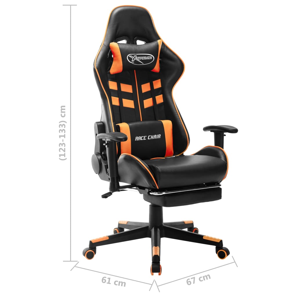 Sedia da Gaming con Poggiapiedi Nera e Arancione in Similpelle cod mxl 62138