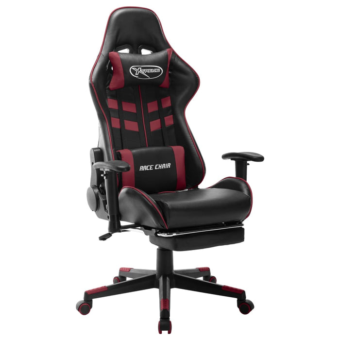 Sedia da Gaming con Poggiapiedi Nera e Rosso Vino in Similpelle cod mxl 57811