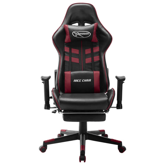 Sedia da Gaming con Poggiapiedi Nera e Rosso Vino in Similpelle cod 9574