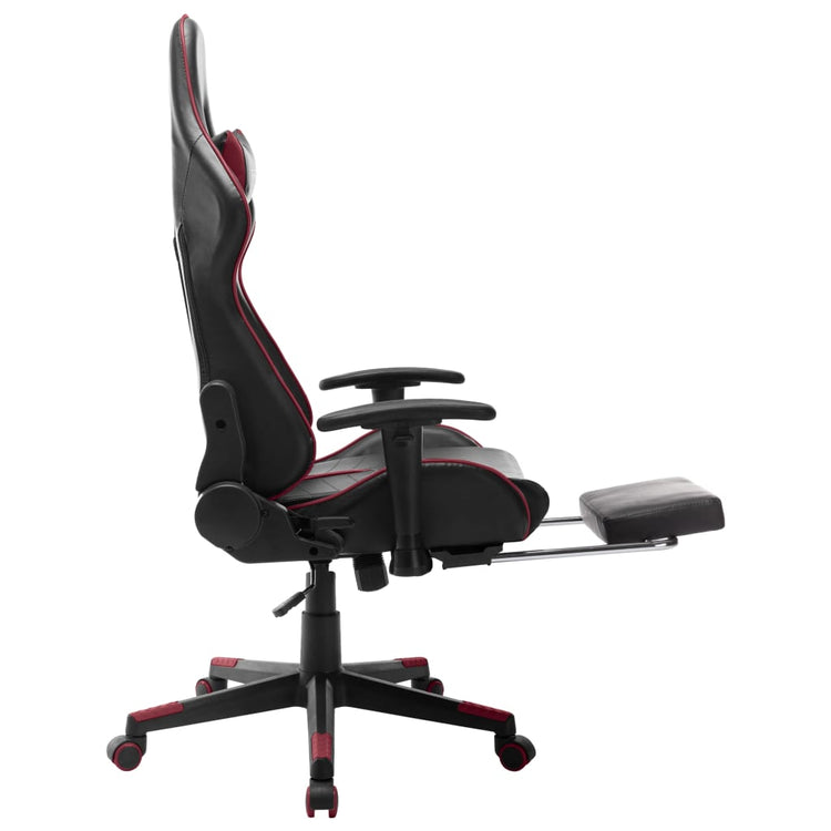 Sedia da Gaming con Poggiapiedi Nera e Rosso Vino in Similpelle cod mxl 57811