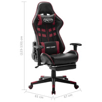 Sedia da Gaming con Poggiapiedi Nera e Rosso Vino in Similpelle cod mxl 57811