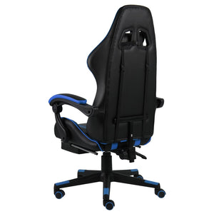 Sedia da Gaming con Poggiapiedi Blu e Nera in Similpelle 20526