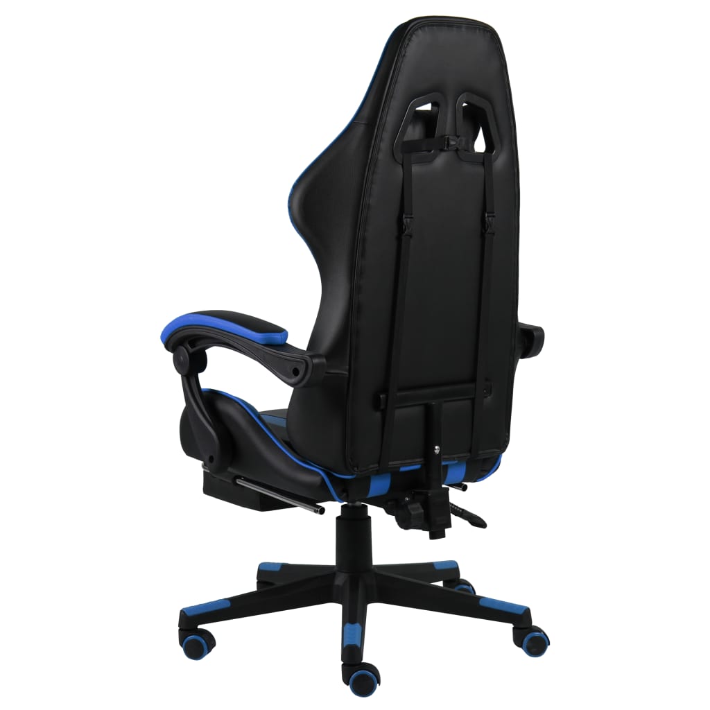 Sedia da Gaming con Poggiapiedi Blu e Nera in Similpelle cod mxl 11578