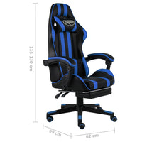 Sedia da Gaming con Poggiapiedi Blu e Nera in Similpelle 20526