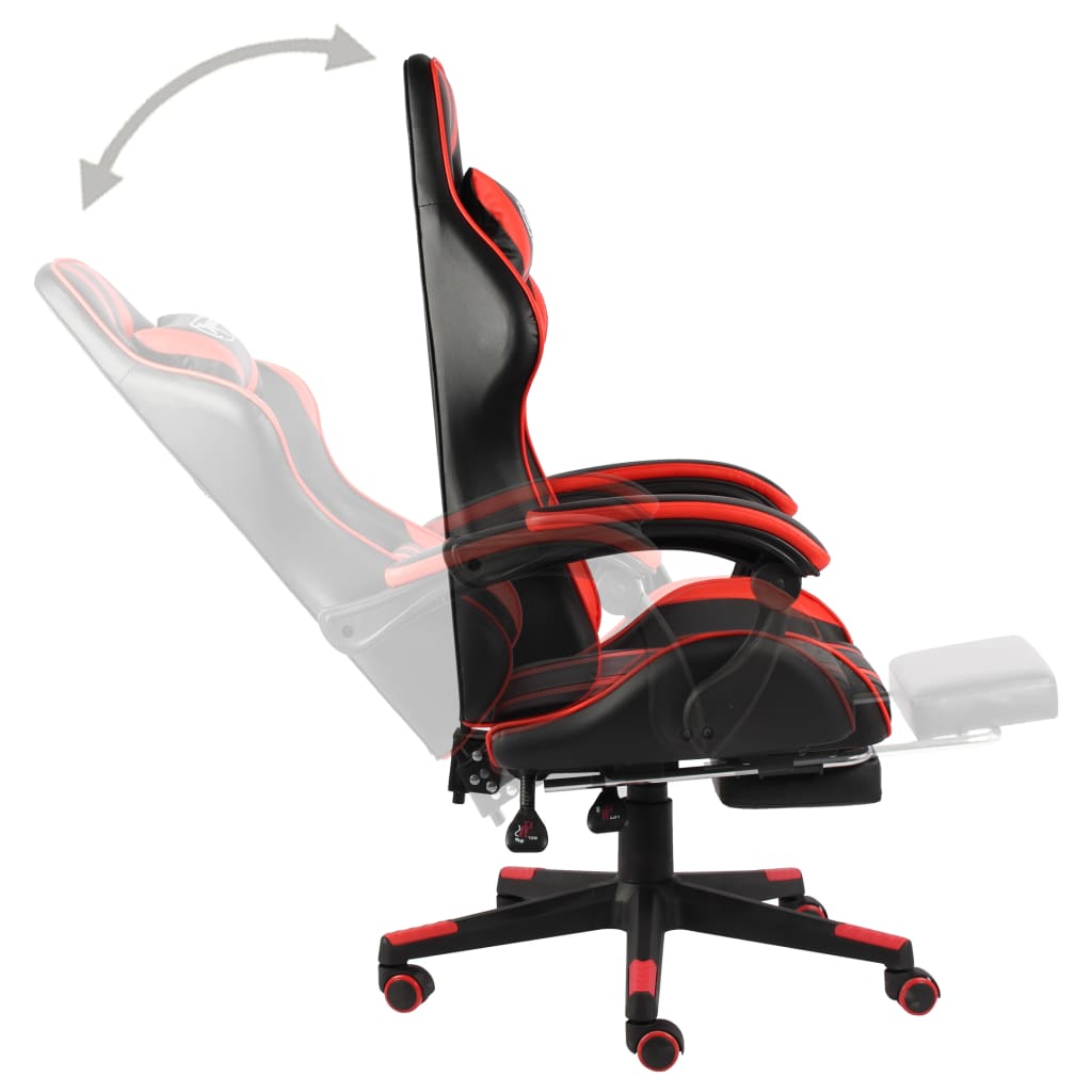 Sedia da Gaming con Poggiapiedi Nero e Rosso in Similpelle cod mxl 9802