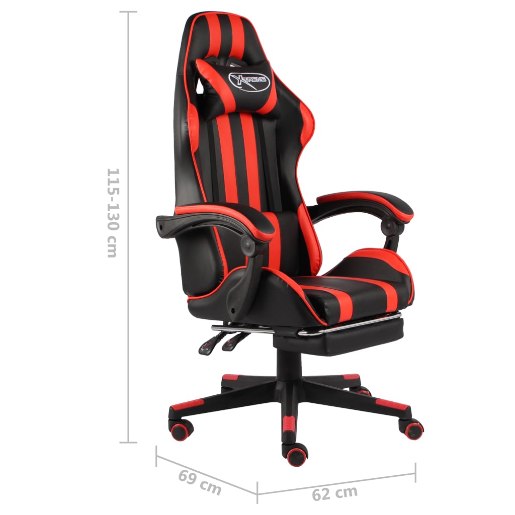 Sedia da Gaming con Poggiapiedi Nero e Rosso in Similpelle cod mxl 9802