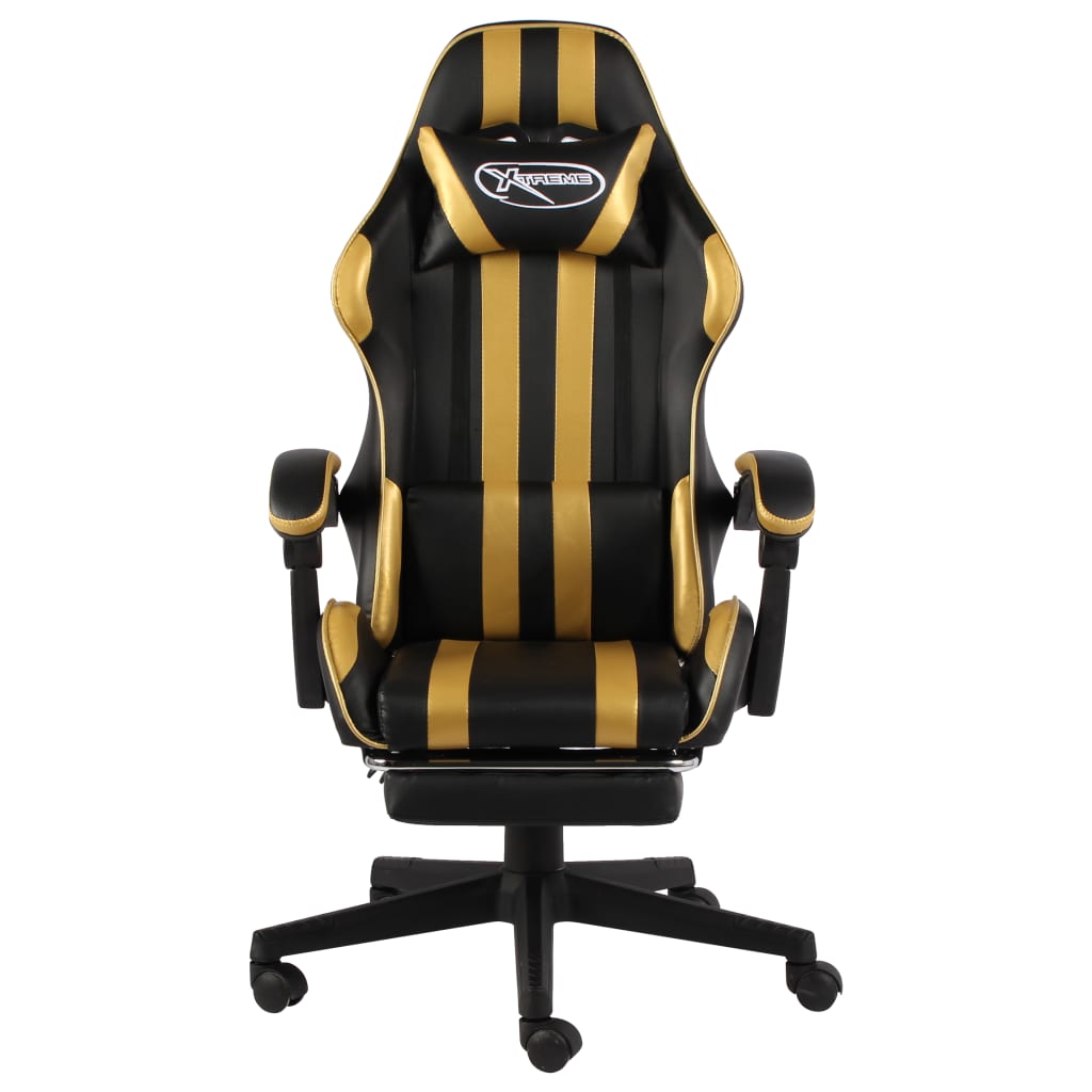 Sedia da Gaming con Poggiapiedi Nero e Oro in Similpelle cod mxl 5647