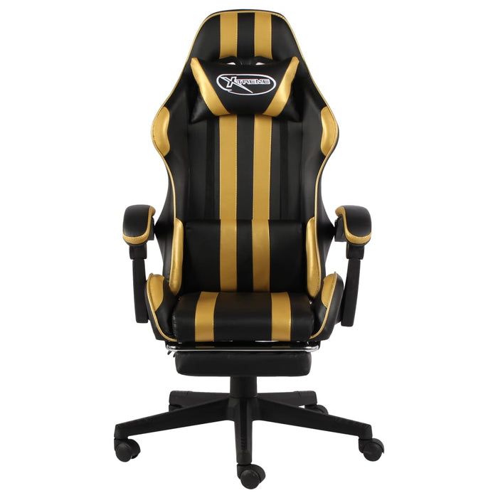 Sedia da Gaming con Poggiapiedi Nero e Oro in Similpelle cod mxl 5647