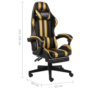 Sedia da Gaming con Poggiapiedi Nero e Oro in Similpelle cod mxl 5647