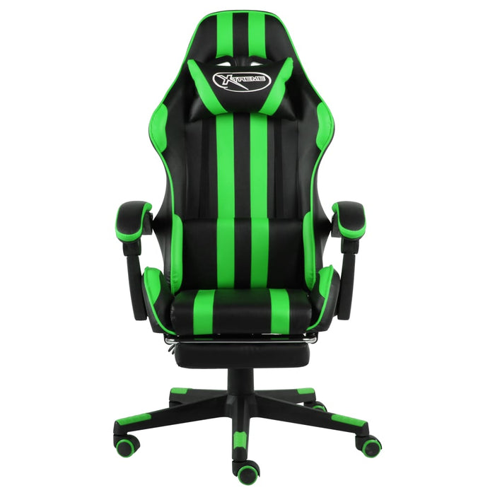 Sedia da Gaming con Poggiapiedi Nero e Verde in Similpelle cod mxl 16131