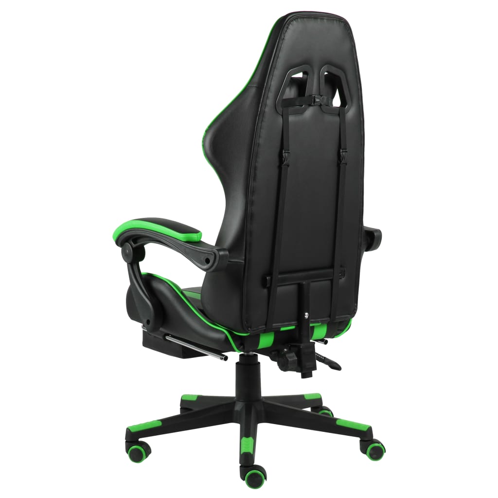 Sedia da Gaming con Poggiapiedi Nero e Verde in Similpelle cod mxl 16131