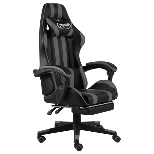 Sedia da Gaming con Poggiapiedi Nero e Grigio in Similpelle cod mxl 12330