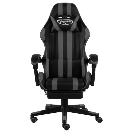 Sedia da Gaming con Poggiapiedi Nero e Grigio in Similpelle cod mxl 12330