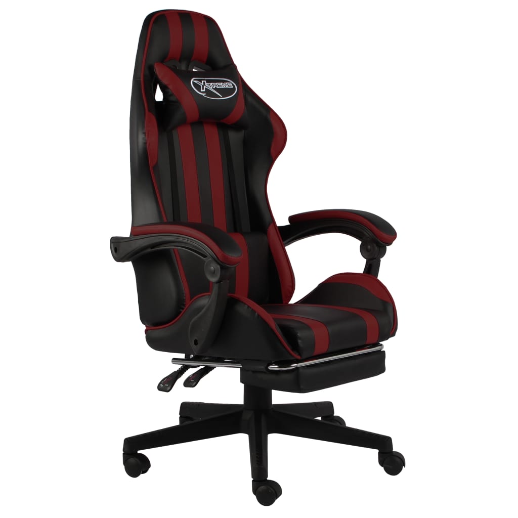 Sedia da Gaming con Poggiapiedi Nero e Rosso Vino in Similpelle cod mxl 12327