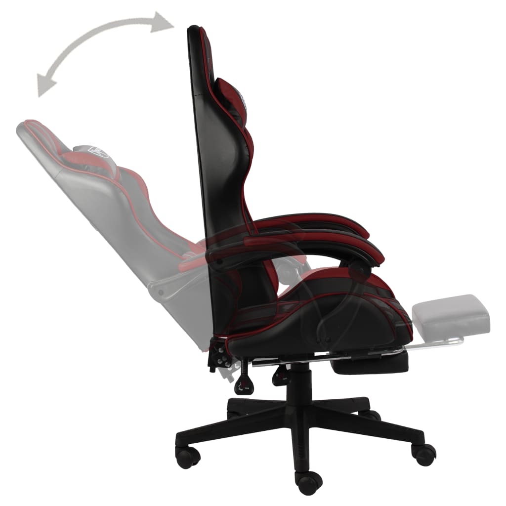 Sedia da Gaming con Poggiapiedi Nero e Rosso Vino in Similpelle cod mxl 12327