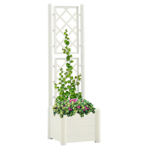 Fioriera da Giardino con Graticcio 43x43x142 cm PP Bianco 313979