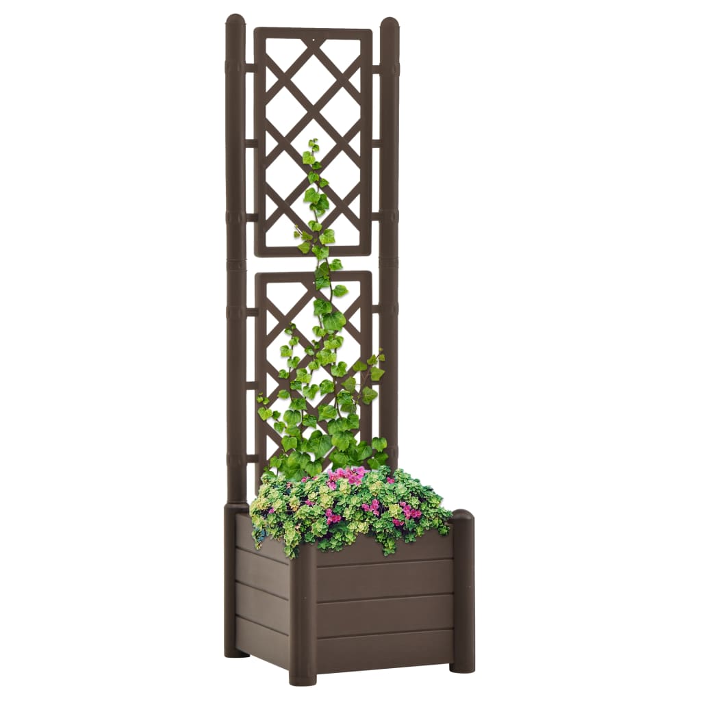 Fioriera da Giardino con Graticcio 43x43x142 cm PP Mocca 313980