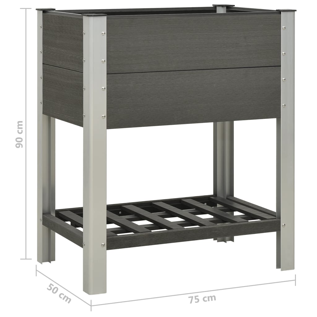 Fioriera Rialzata da Giardino con Ripiano 75x50x90cm WPC Grigio 149014