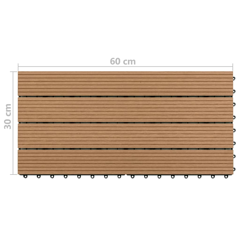 Piastrelle per Decking in WPC 6 pz 60x30 cm 1,08 m² Marrone