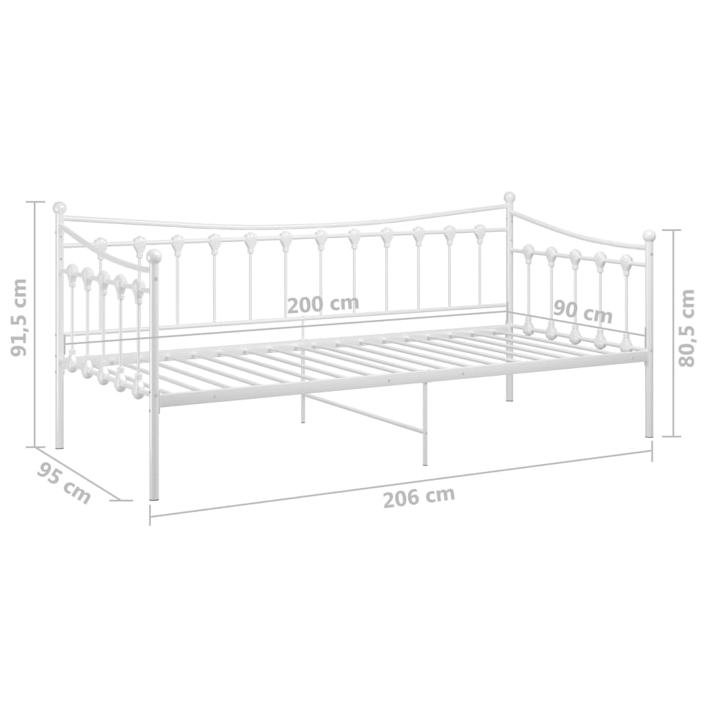 Telaio Divano Letto Bianco in Metallo 90x200 cm 324756