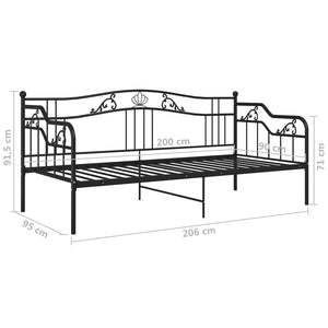 Divano Letto Telaio Nero in Metallo 90x200 cm 324761