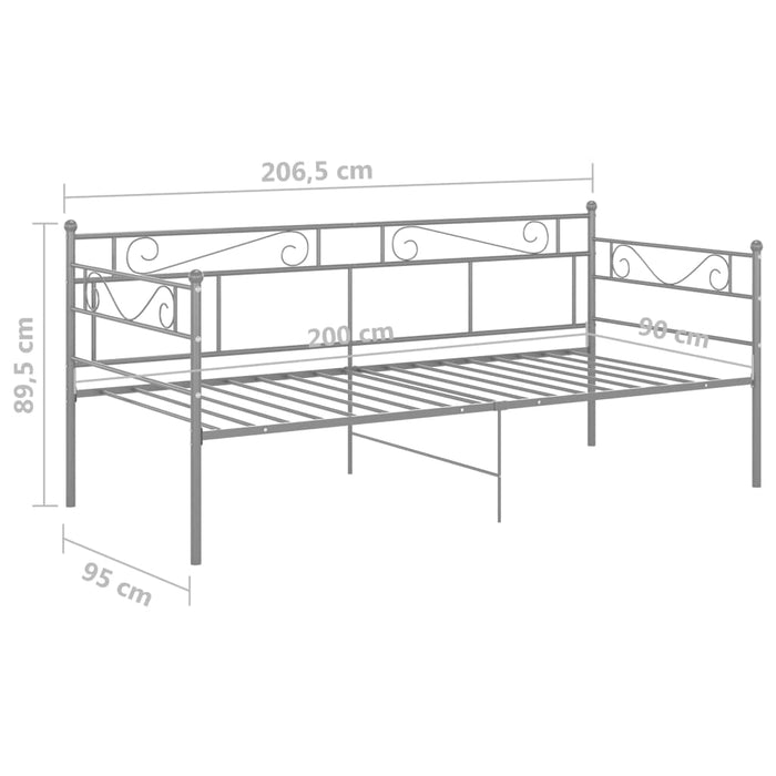 Telaio Divano Letto Grigio in Metallo 90x200 cm 324769