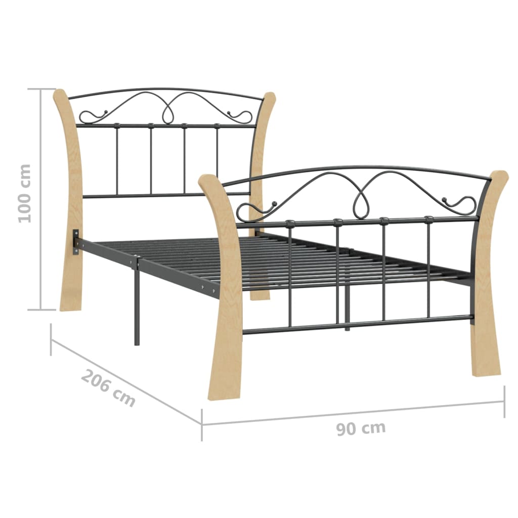 Giroletto Nero in Metallo 90x200 cm 324883