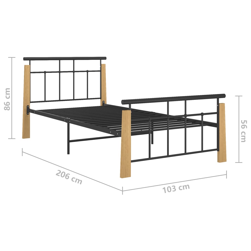 Giroletto in Metallo e Legno Massello di Rovere 90x200 cm