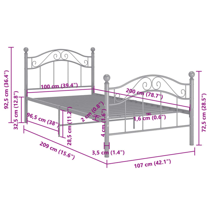 Giroletto Grigio in Metallo 100x200 cm 324993