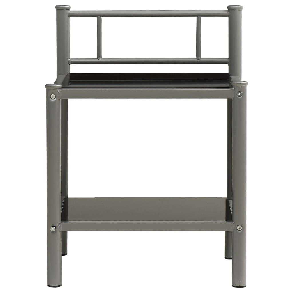 Comodini 2 pz Grigio e Nero in Metallo e Vetro cod mxl 29889