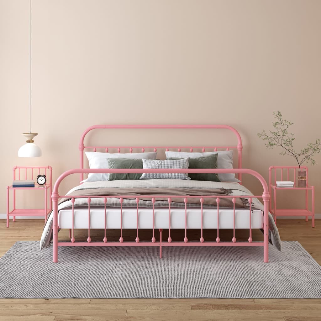 Comodini 2 pz Rosa e Trasparente in Metallo e Vetro cod mxl 33000