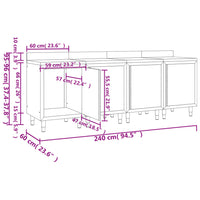 Mobiletto con Piano di Lavoro 240x60x96 cm in Acciaio Inox