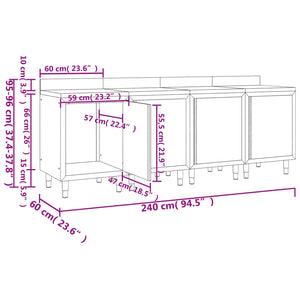 Mobiletto con Piano di Lavoro 240x60x96 cm in Acciaio Inox