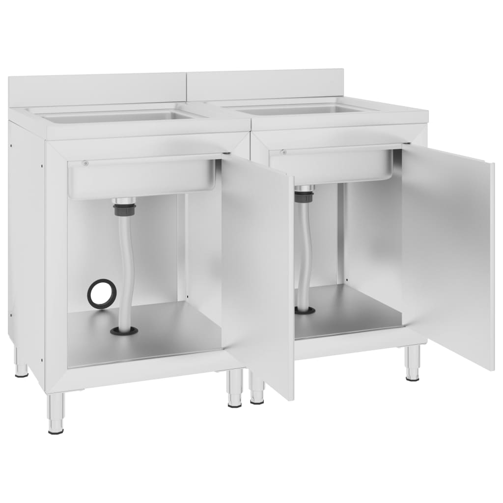 Mobiletti da Cucina con Lavandino 2 pz in Acciaio Inox cod mxl 75792