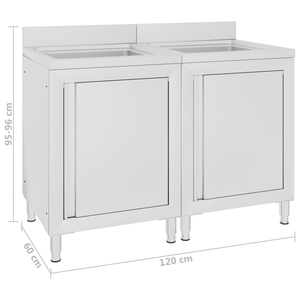 Mobiletti da Cucina con Lavandino 2 pz in Acciaio Inox cod mxl 75792