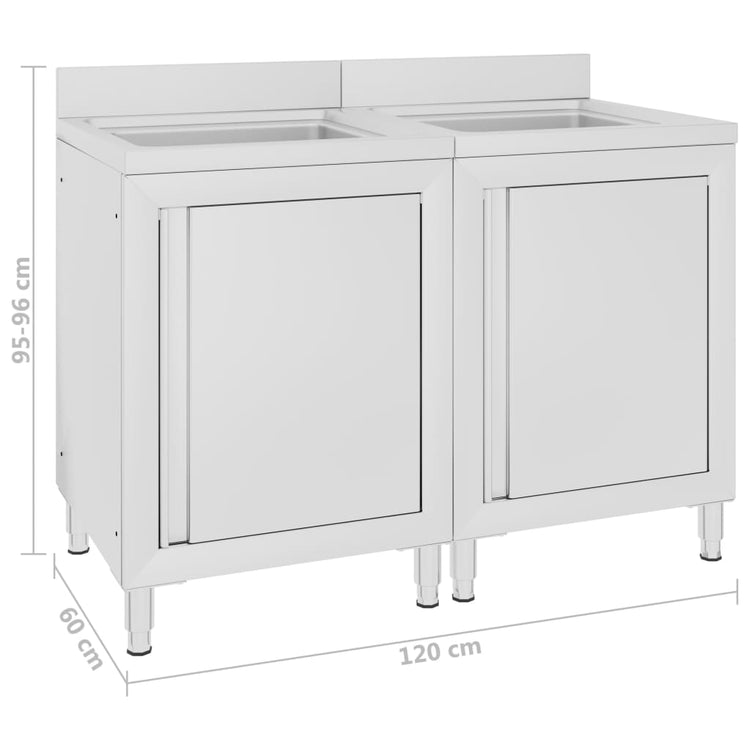 Mobiletti da Cucina con Lavandino 2 pz in Acciaio Inox cod mxl 75792