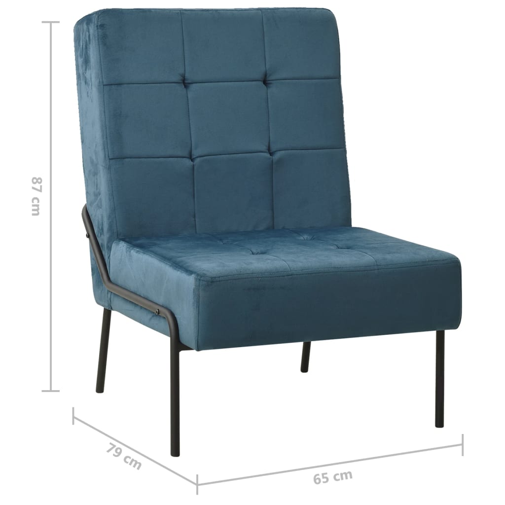 Poltrona Relax 65x79x87 cm Blu in Velluto 325769