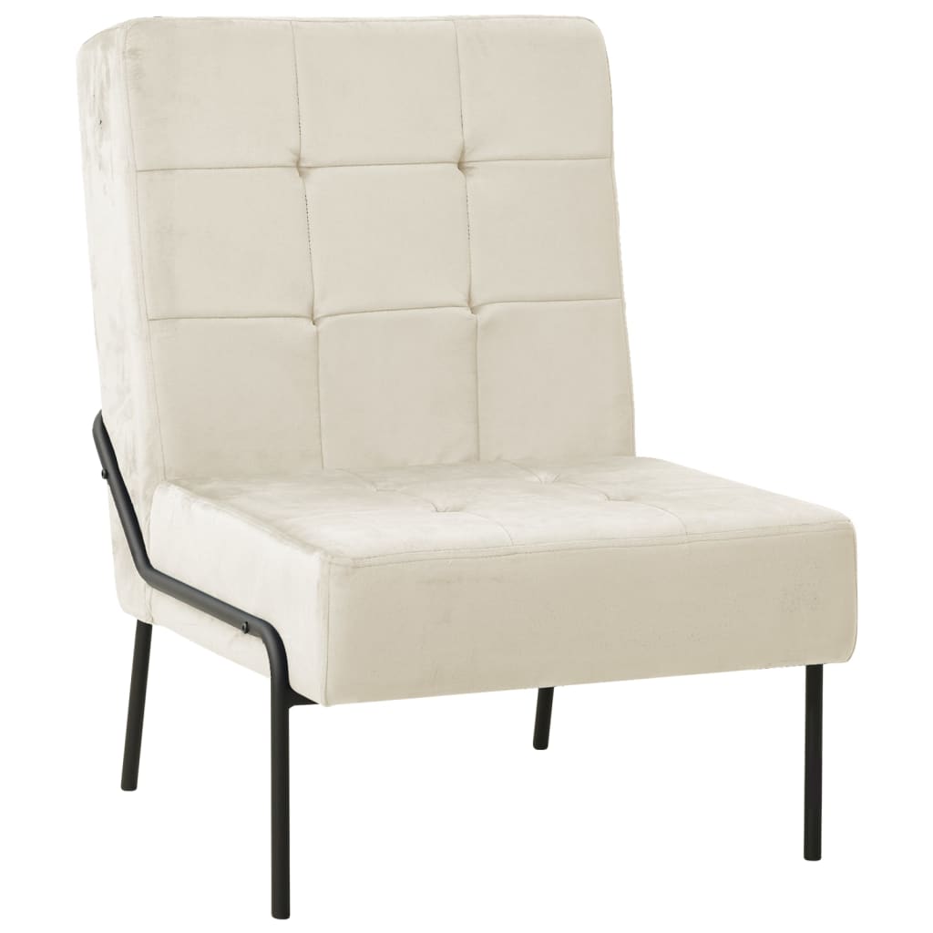 Poltrona Relax 65x79x87 cm Bianco Crema in Velluto cod mxl 64285