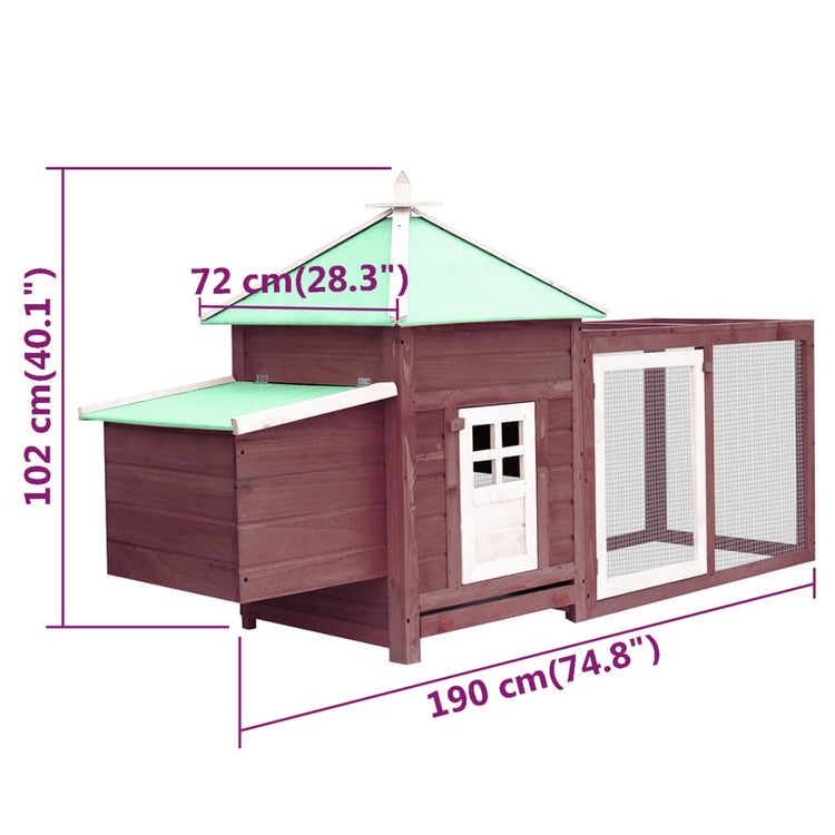 Pollaio con Casetta Nidificazione Moca 190x72x102 cm in Abete cod mxl 42968