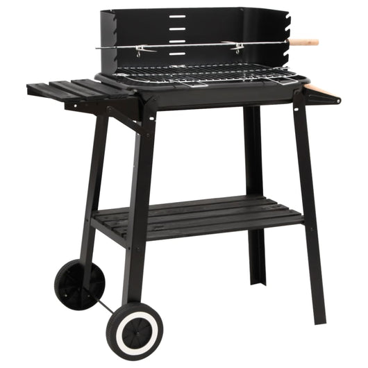 Barbecue a Carbonella con Ruote in Acciaio Nero 315386