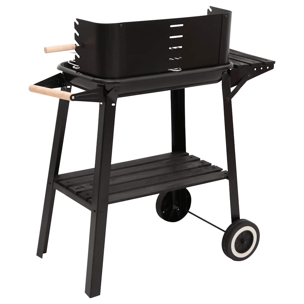 Barbecue a Carbonella con Ruote in Acciaio Nero 315386