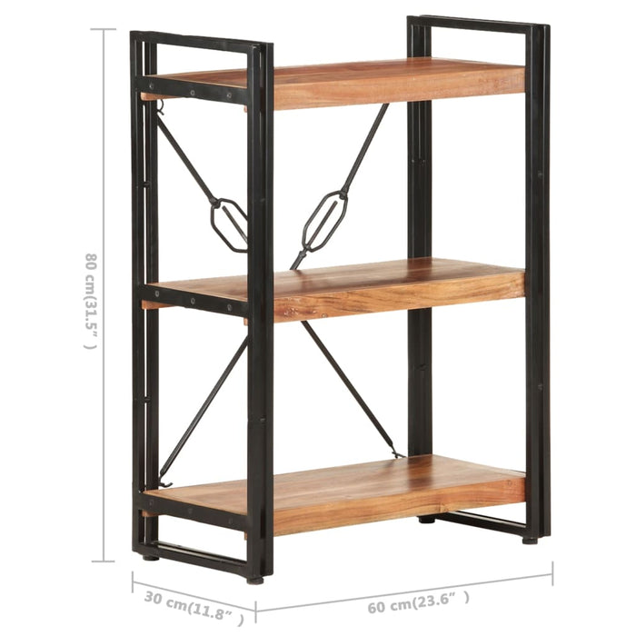 Libreria a 3 Ripiani 60x30x80 cm in Legno Massello di Acacia cod mxl 33751