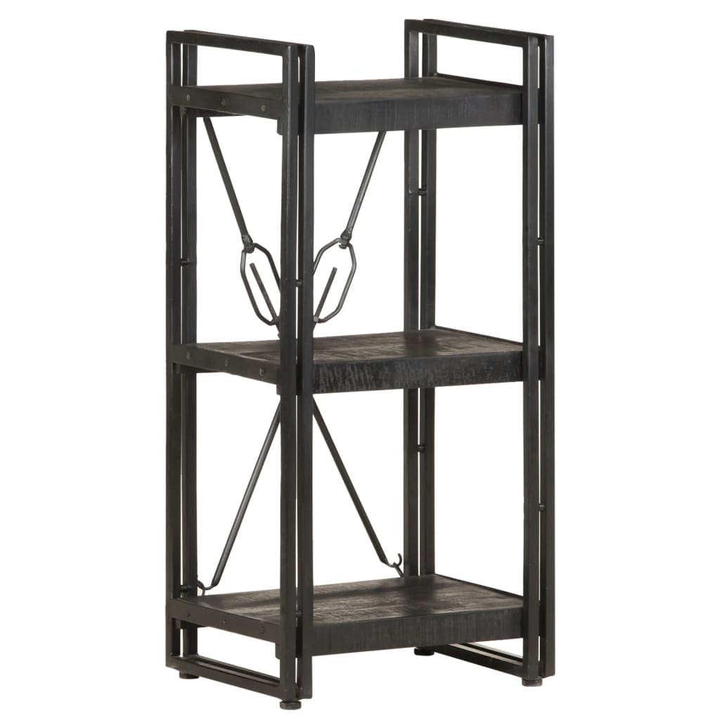 Libreria a 3 Ripiani 40x30x80cm Nero in Legno Massello di Mango cod mxl 10350