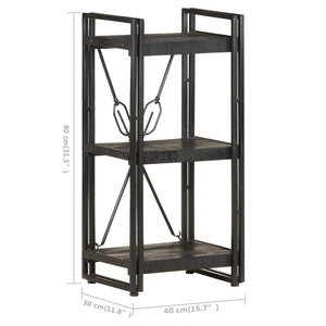 Libreria a 3 Ripiani 40x30x80cm Nero in Legno Massello di Mango cod mxl 10350