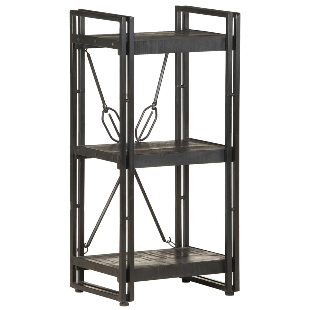 Libreria a 3 Ripiani 40x30x80cm Nero in Legno Massello di Mango cod mxl 10350