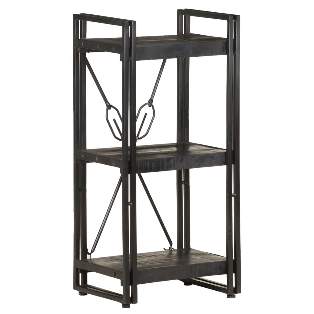 Libreria a 3 Ripiani 40x30x80cm Nero in Legno Massello di Mango cod mxl 10350